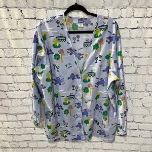 Disney Eeyore Scrub Jacket Long Sleeve Blue Women’s Large
